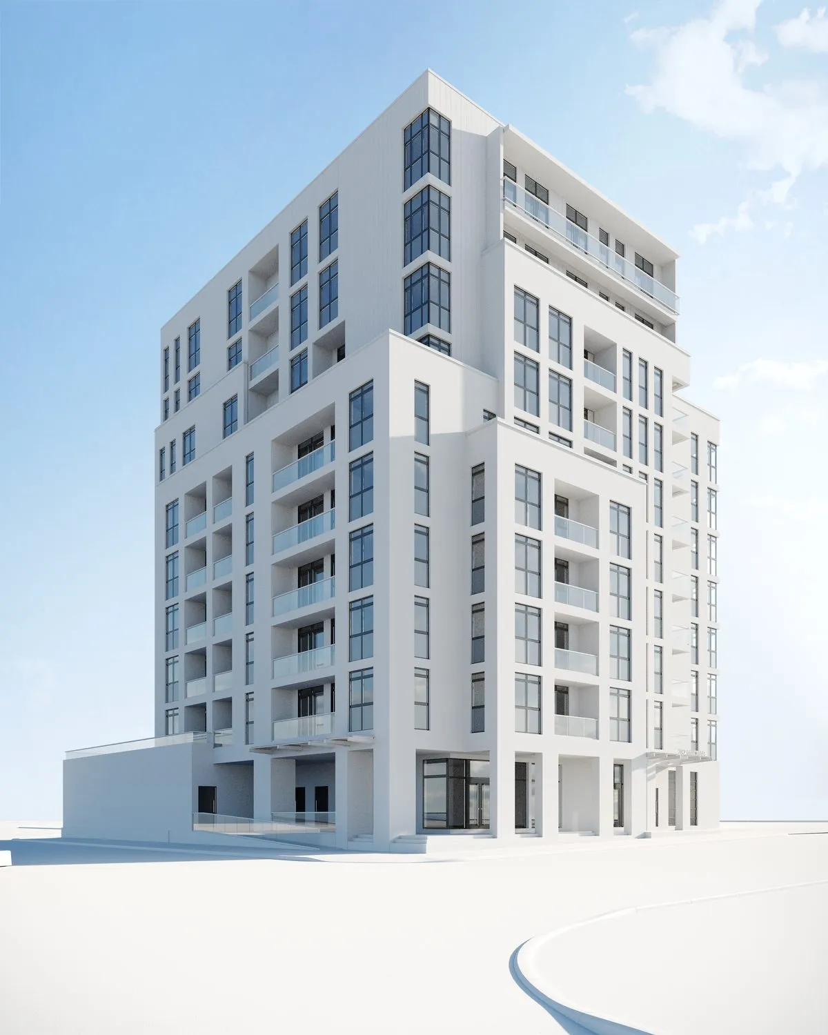 Rendering of the building from street level